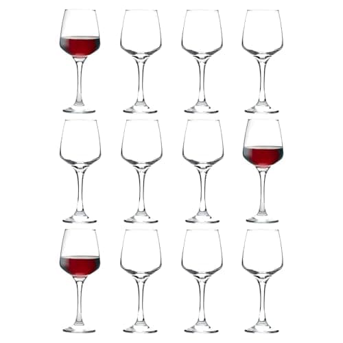 Image of LAV 12x Clear 400ml Lal Red Wine Glasses - Large Glass White Rose Long Stem Cocktail Party Drinking Goblet Gift Set