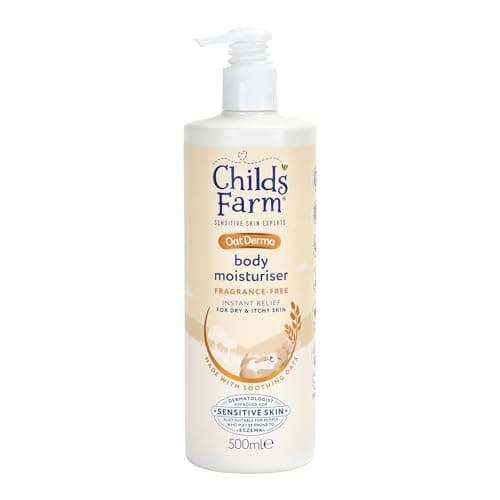 Image of Childs Farm OatDerma Body Moisturiser, Fragrance Free, Soothing Hydration, Sensitive Skin, Emollient, Baby, Kids, 500ml