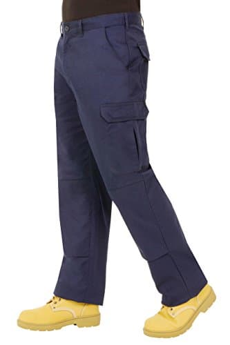 Image of Endurance Mens Cargo Combat Work Trouser with Knee Pad Pockets and Reinforced Seams - 32R (Navy, 32W/31L)