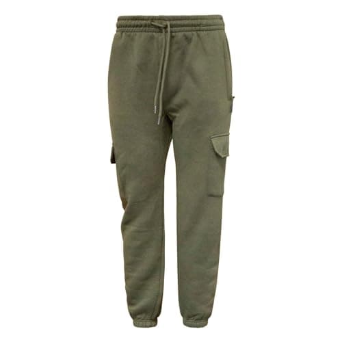 Image of Mens Cargo Tracksuit Jogging Bottoms Work Trousers with Pockets Jogger Sweatpants Mens Joggers Regular Fit Gym Sports with Zip Pockets (2201) (UK, Alpha, M, Regular, Regular, Olive)