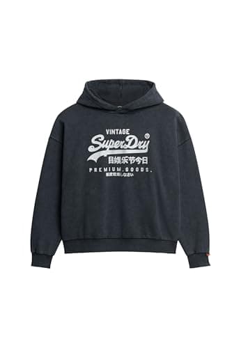 Image of Superdry, Sweats VL Metallic Relaxed Hood, W2012437A, Mid Amp Black, 8, Woman, Child