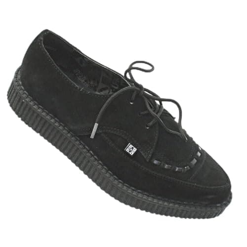 Image of Icon Carnaby Street (T.U.K.) Unisex Adults A8138 Black Suede Creeper Sneakers, Pointed-Toe, Lace Up Size UK 3-12 EU 37-46 (Black, UK Footwear Size System, Adult, Men, Numeric, Medium, 6)