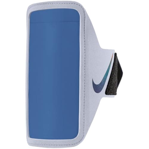 Image of Nike Lean Armband Plus Smartphone Sports Armband Running Fitness Jogging Phone Holder Armband Reflective Running Accessories, Ghost/Black/Comet Blue, One Size