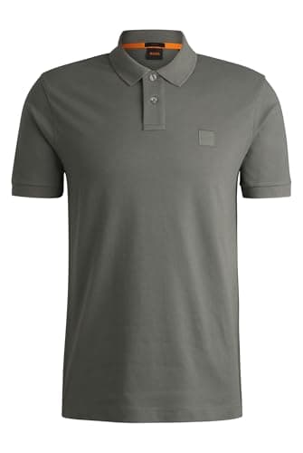 Image of BOSS Mens Passenger Stretch-Cotton Slim-fit Polo Shirt with Logo Patch