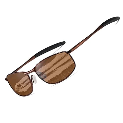 Image of kimorn Polarized Sunglasses For Men Retor Rectangle Frame Classic Sun Glasses K0535 (Brown)