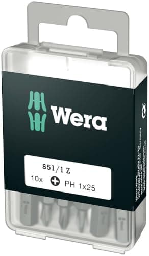 Image of Wera 05072400001 Phillips Extra-Tough Bits 851/1 Z PH1 x 25 mm, Pack of 10, Silver