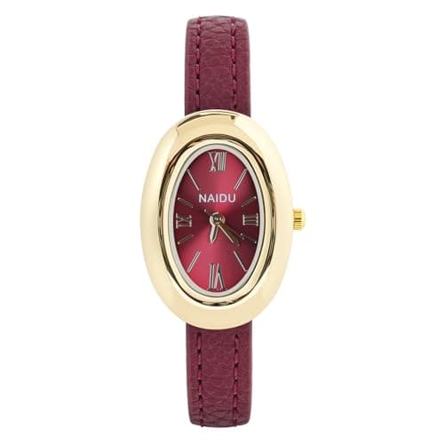 Image of APXEL Women's Leather Quartz Watch, Oval Classic Analogue Ladies Watch, Girls Analog Quartz Watches with Thin Strap, Two Hands, Premium Fashion Wrist Watch for Valentine's Gifts