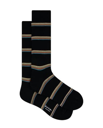 Image of Paul Smith Black Multicolour Signature Stripe Block Socks. One Size