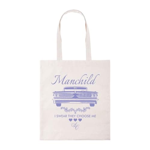 Image of Taylor Brown Man-child, cute trendy iconic cool Sabrina Carpenter trending tote bag cotton shopper shopping reusable bags