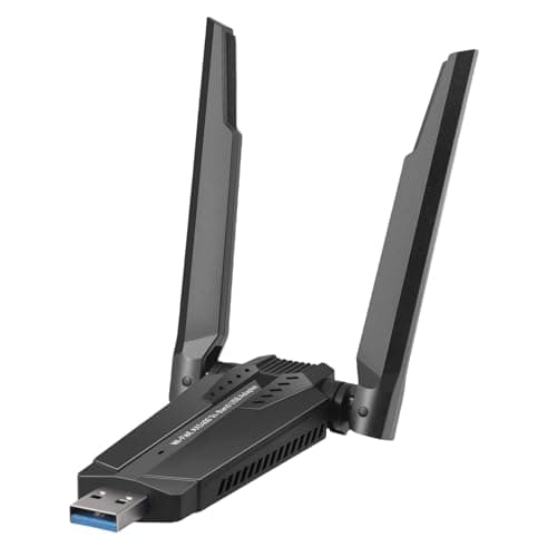 Image of AX5400Mbps WiFi 6E USB Adapter, Tri-Band 6GHz/5GHz/2.4GHz Wireless Network Dongle for PC Desktop Laptop, High Gain Antenna USB 3.0 WiFi Adapter Compatible with Windows 11/10, Plug and Play - Black