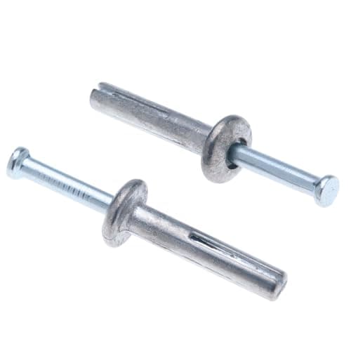 Image of 6x50mm Metal Hammer Drive Nails, Impact Drive Anchors, Pin-Drive, Nail-in, Alloy Anchor and Mushroom Head Steel pin for Concrete, Stone, Masonry (100 pcs)