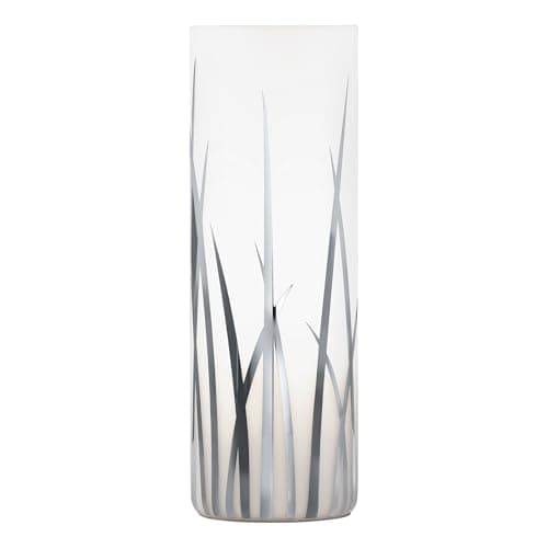Image of EGLO Bedside lamp Rivato, elegant side table light made of glass with grass pattern in chrome and white, living room lighting with switch, E27 socket