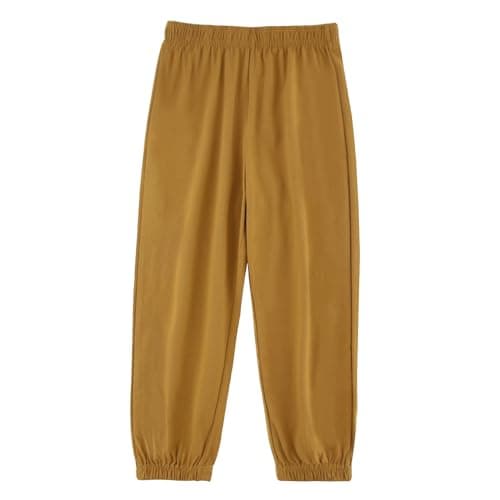 Image of BINIDUCKLING Kids Unisex Plain Jogger, Cotton Pull-on Jogging Pants Classic Elasticated Cuff Tracksuit Bottoms Casual School Trousers for Boys Girls (Camel,130/7-8Years)