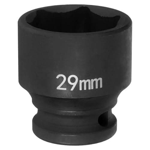 Image of sourcing map 6 Point Impact Socket 29mm Metric Socket 1/2" Square Drive 1.65" (42mm) Long Phosphated Cr-Mo Steel Spindle Axle Hex Nut Sockets, Black
