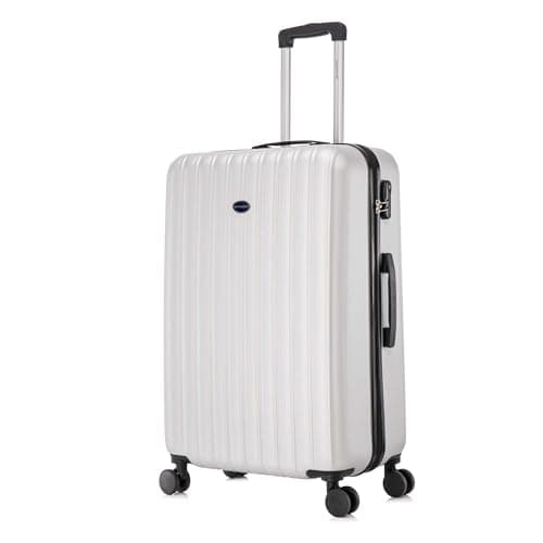 Image of Aerostar 28" Large Suitcase Super Lightweight 4 Wheel Dual Spinner ABS Hard Shell Check in Luggage with Integrated Combination Lock for 23kg (Silver, 100 Litre)