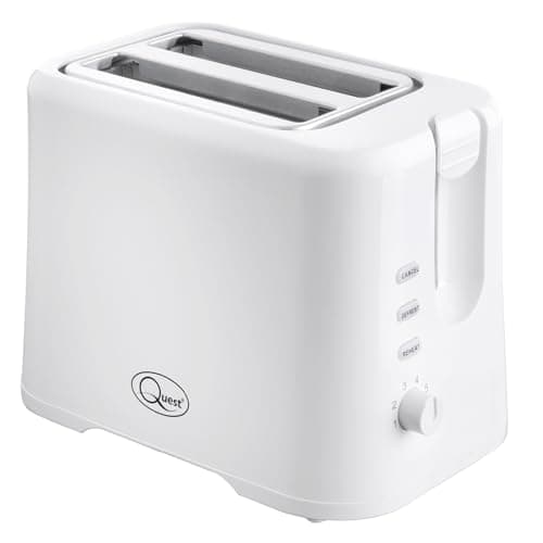 Image of Quest 2 Slice Toaster/Variable Browning Control/Reheat and Defrost/Crumb Tray and Cord Storage/White / 870W