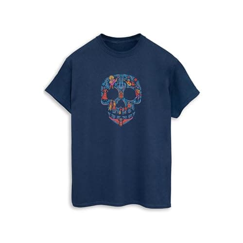 Image of Disney Men's Coco Skull Pattern T-Shirt Large Navy Blue
