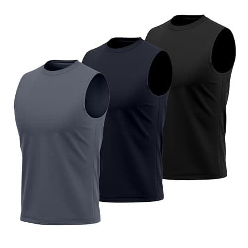 Image of 3/5 Pack Running Tank Top for Men Muscle Sleeveless Dry-Fit Workout Shirts Tops Training Bodybuilding Vests