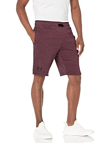 Image of Under Armour Men's Rival Terry Shorts , Ash Plum Full Heather (555)/Black , Small