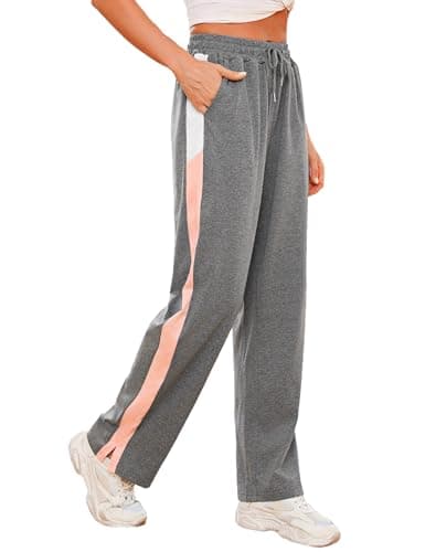 Image of Crewhpo Women's Joggers Tracksuit Bottoms Straight Leg Sweatpants Jogging Bottoms Lounge Pants Sports Trousers with Pockets Grey