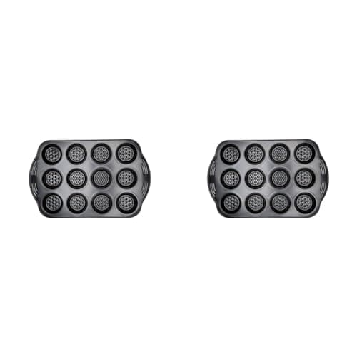 Image of PRESTIGE - Aerolift - Muffin Tins Non Stick 12 Cup - Non Stick Bakeware - Cushion Base - Fridge Freezer and Dishwasher Safe - Carbon Steel - 41 x 27 x 4 cm (Pack of 2)