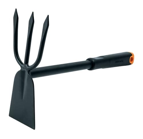 Image of Fiskars Ergo Cultivator Hoe, Sharpened Hoe Blade, Length 30.5cm, Rust-Resistant Steel Blade, Plastic Handle, Black/Orange, 1027030