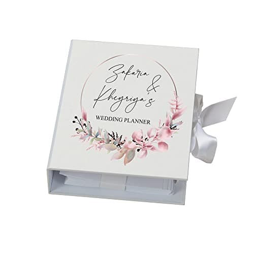 Image of Personalised Wedding Planner Engagement Gift With Ribbon Floral Design A5