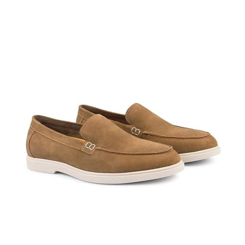 Image of Silver Street London San Mauro Premium Suede Loafers Shoes for Men Extra Padded Breathable Mens Casual Shoes Comfortable Moccasins Slip On Men Flats, Tan, UK 9