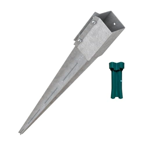 Image of [FIXINGS DIRECT] Dual Galvanised 100mm (4") Industrial Fence Post Spike Support 750mm Long Drive Down Post Spike Fence Post Spikes For Wooden Posts (Includes Free Driving Tool) (1, 100mm (4"))