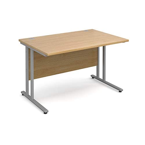 Image of Mr Office Maestro 25 straight desk 800mm deep - silver legs, Oak, 1200