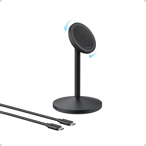 Image of Anker MagGo Wireless Charging Station, Compatible with MagSafe, 15W Fast Charging, USB Cable, Qi2 Certified Magnetic Charger, for iPhone 15/14/Series and (Black)