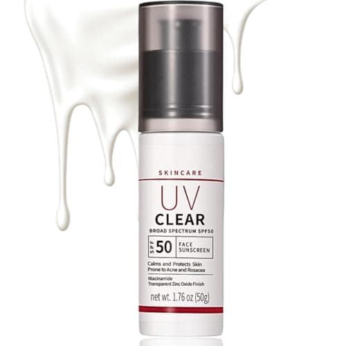 Image of Mineral Sunscreen SPF 50+,Zinc Oxide Sunscreen Face & Body Moisturiser, Sun Cream Face Calms & Protection Skin, No White Cast Sun screen for Pore Prone Skin Sensitive Skin, UV Clear Broad-Spectrum,50G