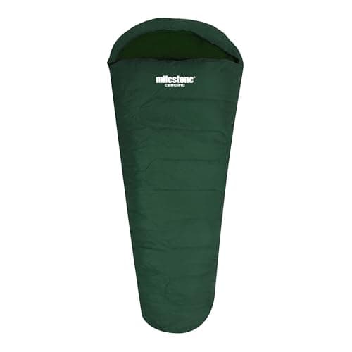 Image of Milestone Camping Mummy Sleeping Bag/Insulated 2 Season for Camping, Hiking, Festivals, Outdoors/Includes Carry Sack / 210cm x 75cm