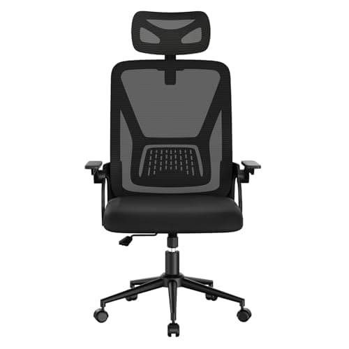 Image of naspaluro Ergonomic Office Chair for Desk with Flip-up Armrests/Lumbar Support/Adjustable Headrest/Metal Claw, Comfy Swivel Heavy Duty Computer Study Chairs, Mesh Black Work PC Chair For Home Office