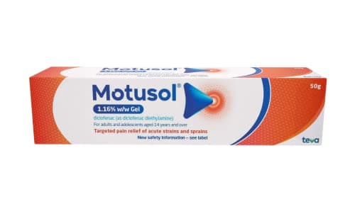 Image of Motusol 1.16% w/w Gel 50g - Targeted Pain Relief of Joints & Muscles in Acute strains & sprains