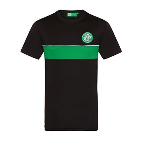 Image of Celtic FC Official Gift Mens Poly T-Shirt Black Green XL