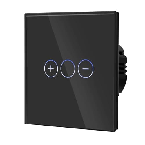 Image of BSEED Dimmer Touch Switch with Glass, No Neutral Wire Required,Tempered Glass Panel with LED Indicator, Compatible with Dimmable LED/Halogen/Incandescent,1 Gang 1 Way,86mm Black