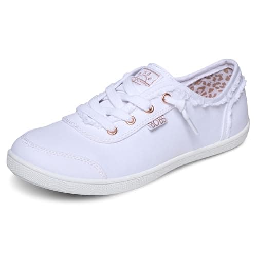 Image of Skechers Women's Bobs B Cute Trainers, White Canvas, 5 UK