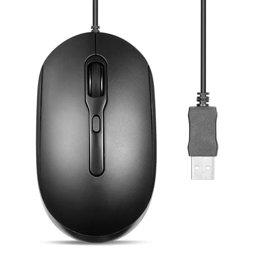 Image of perixx PERIMICE-222 Wired Optical Mouse, Ergonomic Design, Silent Clicks, 5.9 Ft Cable, Adjustable DPI 1200/1600/2000, Black (USB-A, Black)