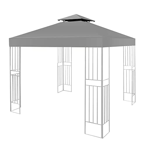 Image of Gazebo Canopy Replacement Covers 3x3m Grey 160GSM Outdoor Garden Gazebo Waterproof Canopy 2-Tier Roof Cover Patio Replacement Tent Top Garden (TOP ONLY)