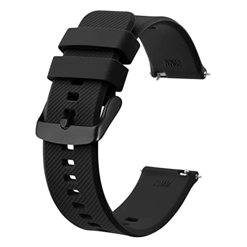 Image of BISONSTRAP Watch Strap 20mm, Quick Release Silicone Watch Bands for Men Women (Black, Black Buckle)
