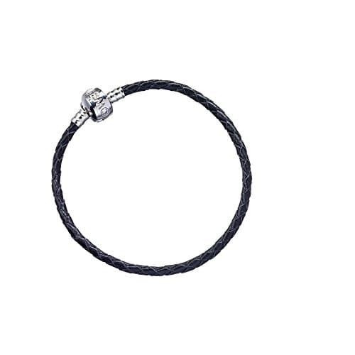 Image of The Carat Shop Large Adult Size 20cm Official Harry Potter Black Leather Bracelet for Slider Charms