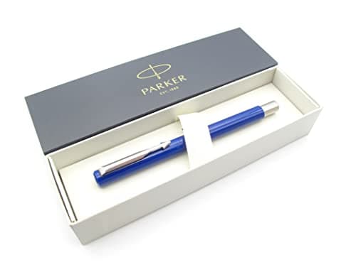 Image of Parker Vector Premium Fountain Pen - Blue Barrel with Chrome Finish - Fine Nib - Gift Boxed