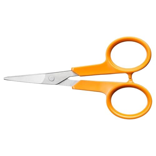 Image of Fiskars Classic Embroidery Scissors, Curved Blades, Right- and Left-Handed use, Total Length: 10 cm, Improved Handle ergonomics, Stainless Steel Blade/Plastic Handles, Orange, 1075059