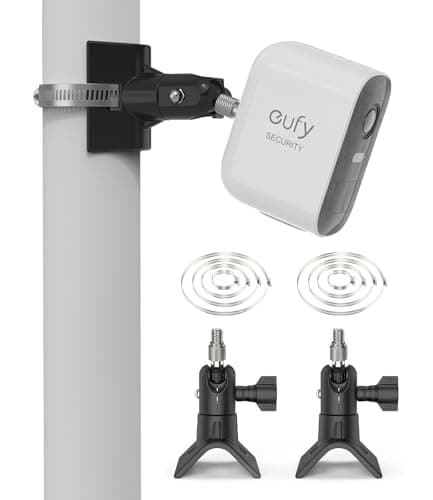 Image of HOLACA Pole Mount Compatible with Eufycam 1/2/2C/2C Pro/3/3C/E, Arl o Pro 2/3/4/Ultra 1&2/Essential Surveillance Cameras, and Other Cameras with 1/4" Thread, Black | 2PCS