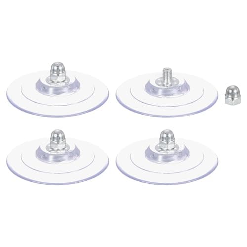 Image of sourcing map 4 Packs Suction Cups for Glass 85mm/3.3" Dia Clear PVC Window Glass Suction Sucker Pads with M8 x 10mm Screw for Window Bathroom Door Glass Wall Car Sun Shade