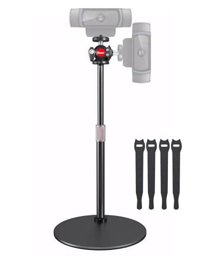 Image of Etour Webcam Desk Mount Stand with 360° Ballhead, Heavy Base Height Adjustable Compatible with Logitech Webcam C920 C922 Brio 4K, and Other Webcam with 1/4" Thread for Live Streaming/Video Calling