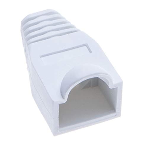 Image of Keple RJ45 Boots Plastic Network Wire LAN Strain Connector Boot Ends Caps | RJ45 Connector Ethernet Cover for Cat6 Cat6e Cat5 Cat5e Cable | RJ 45 Cable Plug Protectors | White, 20PCS