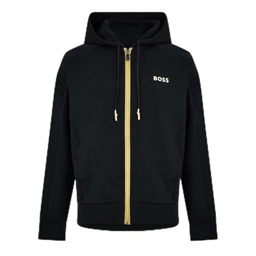Image of BOSS Mens Hoodie Long Sleeve Hoody Top Black Gold XL