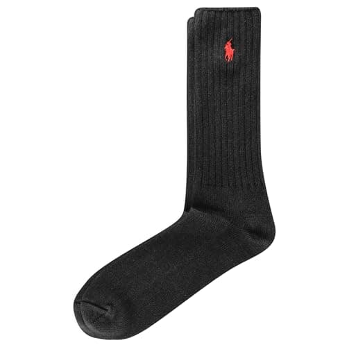 Image of POLO RALPH LAUREN Men's Cotton Rib Crew Socks, Black, 6-12